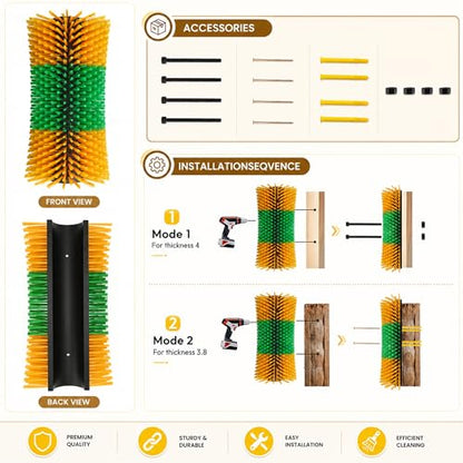 Bionic Curve Livestock Scratching Brush for Cattle, Cows, Goats, Horses and Pigs - Body-Contoured Farm Animal Scratcher Post, Heavy Duty Livestock Grooming Brush with 4 Screws, 1 Pack - color: 1pcs