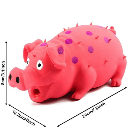 Squeaky Pig Dog Toys, 2 Pack Grunting Pig Dog Toy that Oinks Grunts for Small Medium Large Dogs, Grunting Pig Sound Play Dog Toy - color: Red and Yellow