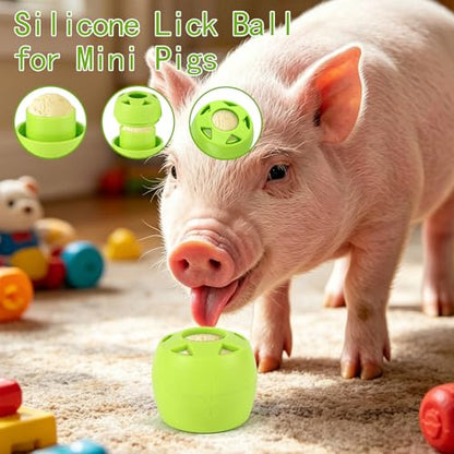 Pig Toys for Mini Pigs to Play with, Enrichment Toys for Pigs, Lick Ball Toy for Mini Pigs, Frozen Treat Molds & Slow Feeder Ball, DIY Freezable Rubber Lick Ball for Powder Slurry, Soft Food