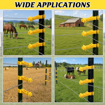 75 Pcs 4.7 inch Snap Fit T Post Insulators Reversed Extender Electric Fence Insulators Extended Snug Fitting T Post Electric Fence Wire Clips for Yard Agricultural Ranchers Farm (Yellow)