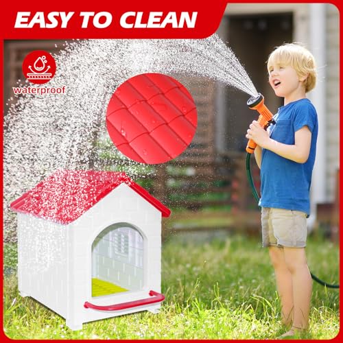 Chicken Nesting Box, Waterproof Plastic Chicken Coop with Washable Nesting Pad, Nesting Box for Hens/Ducks/Rabbits and Poultry - color: Red
