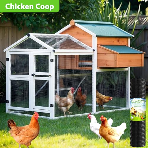 PVC Coated Welded Wire Fence,1/2 inch 36 in x 50 ft,Chicken Wire,Black Metal Fence Mesh Wire Roll,Garden Fencing Welded Wire Mesh for Pet Enclosures,Vegetable,Poultry and Agricultural Use - color: Black, size: 1/2"x1/2" 36inx50ft