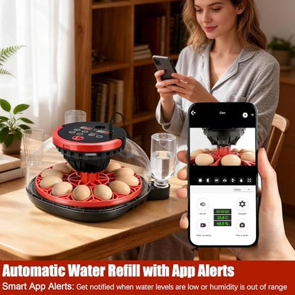 Chicken Incubators for Hatching Eggs, 12 Eggs WiFi Smart Incubator with 1080P Camera | App Control | Temperature & Humidity Control | Automatic Egg Turner | Egg Candler for Chicken, Duck, Quail