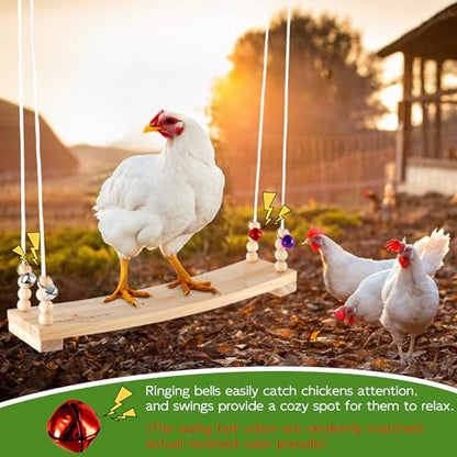 Chicken Swing Toy for Coop Accessories, 16inch Wood Chicken Swing Gifts for Hens, Rooster, Poultry, Parrots