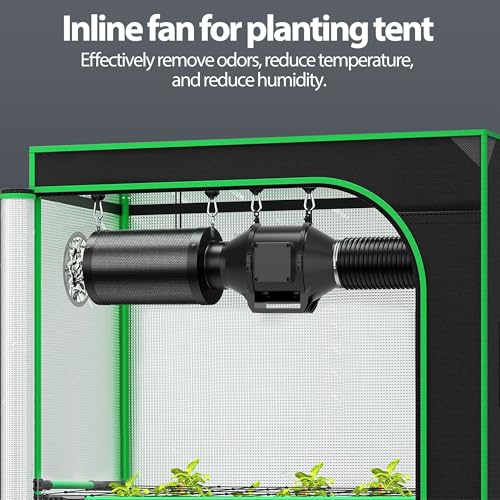 Toolazy Pro 6 Inch Inline Duct Fan, 405 CFM Quiet EC Motor Ventilation Fan with 10-Speed Controller, 31dB Low Noise Mixed-Flow Exhaust Fan for Grow Tent, Hydroponics, HVAC Duct Booster, Bathroom - size: 6 inch