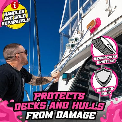 Salty Captain Hard Bristle Boat Deck Brush – Heavy-Duty Cleaning for Grime, Stains & Salt Build-Up – Durable Marine-Grade Design - style: Brush Hard (Pole not included)