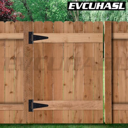 12 Inch T-Strap Gate Hinges, Shed Barn Door Hinges Heavy Duty, Black Tee Hinges for Wooden Fences, Yard Gate, Wrought Hardware Iron Rustproof (4 Pack/Set) - size: 12 Inch