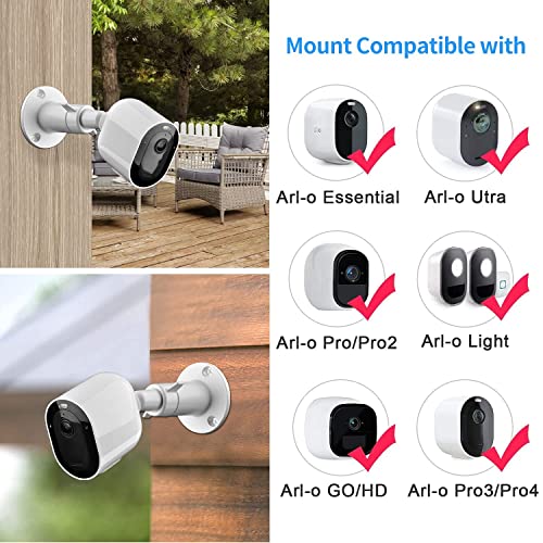 Security Camera Universal Mounting Bracket,Adjustable Indoor/Outdoor Security Wall Metal Bracket, Compatible with Arlo Pro/Pro 2/Pro 3/Pro 4/Ultra/Ultra 2, & with Ring Stick Up Cam Battery (4 Pack) - size: 4 Count (Pack of 1)