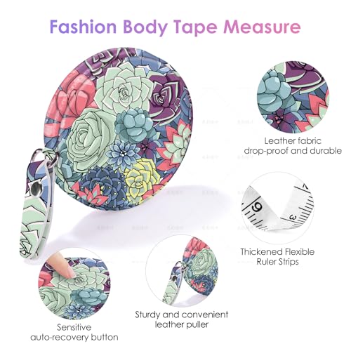 Sewing Tape Measure，Colour Printed Small Retractable Soft Measuring Tape for Tailor Cloth Fabric Body Measurements. - color: Succulent