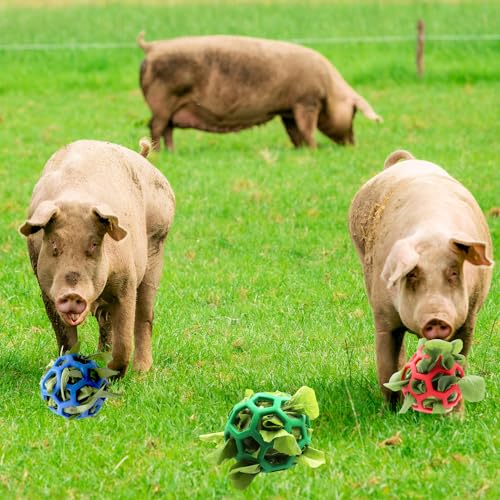 3PC Mini Pig Feeder Ball Toy Piggies Rabbit Feeding Grass Ball Treat Ball Toy Fruit Vegetable Feeder Holder Foraging Toy for Bunny Chinchilla Small Animals Pet (3 PC)