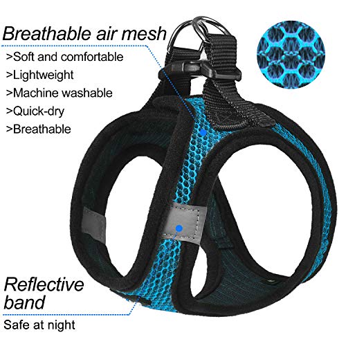 Dog Harness Step-in Breathable Puppy Cat Dog Vest Harnesses for Small Medium Dogs - color: Blue, size: Large (Chest 17''-20'', Weight 14-19 lb)