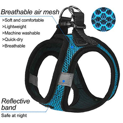 Dog Harness Step-in Breathable Puppy Cat Dog Vest Harnesses for Small Medium Dogs - color: Blue, size: Large (Chest 17''-20'', Weight 14-19 lb)