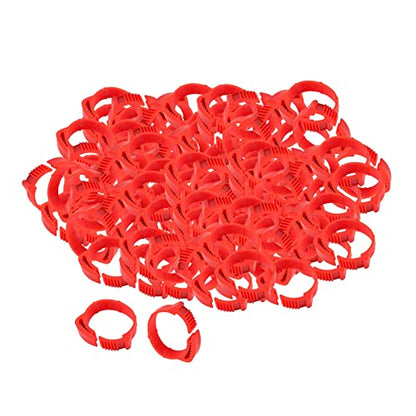 100 Pieces Chicken Foot Rings Identification Leg Bands Numbered Clip Rings Adjustable Reusable Ankle Markers Suitable for Farm Birds, Red - color: Red