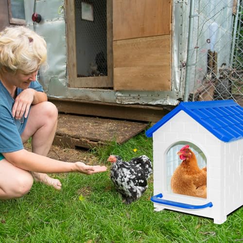 Chicken Nesting Box, Waterproof Plastic Chicken Coop with Washable Nesting Pad, Nesting Box for Hens, Ducks, Rabbits and Poultry - color: Blue