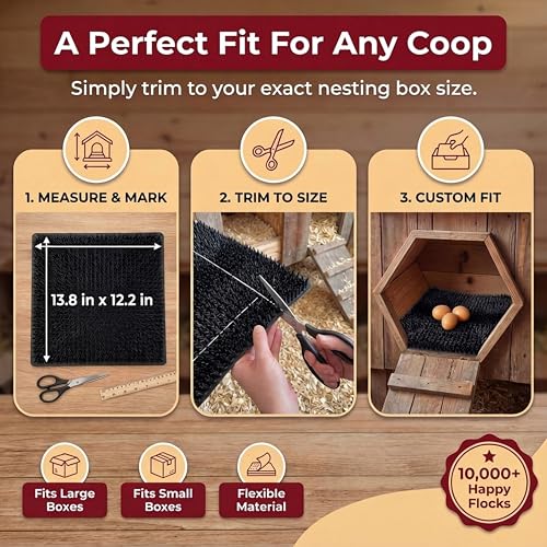 8 Pack Ultra Soft Washable Chicken Nesting Pads for Chicken Coop — Premium Food Grade Mats — 100% BPA Free — Durable & Easy to Clean Reusable Nesting Pads - size: 8 Pack