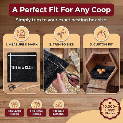 8 Pack Ultra Soft Washable Chicken Nesting Pads for Chicken Coop — Premium Food Grade Mats — 100% BPA Free — Durable & Easy to Clean Reusable Nesting Pads - size: 8 Pack