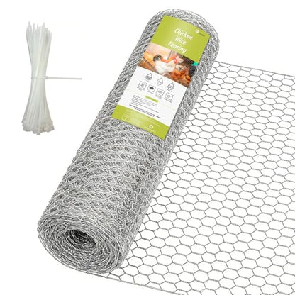 Chicken Wire Fencing, 24 Rifny 16.5 Inch x 40 Feet Chicken Wire Mesh Roll for Garden Plants, 1 Inch Mesh Hexagonal Galvanized Metal Poultry Wire Netting for Chicken Coop Rabbit Dogs Barrier - size: 16.5 x 480 Inches-1 Inch Mesh