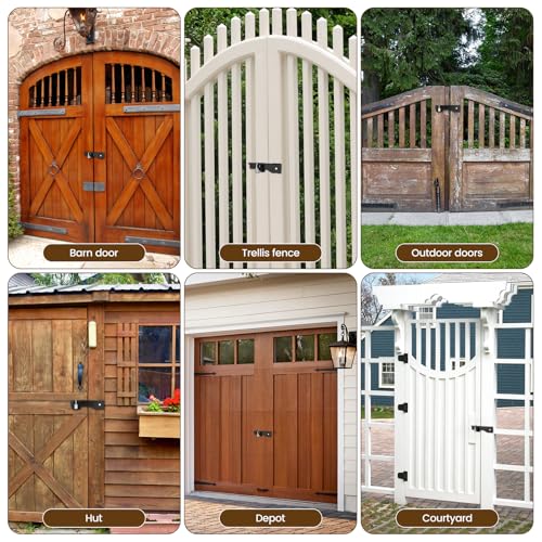 Kryonix 7.5" Flip Gate Latch Lock with 3 Hole, Heavy Duty Carbon Steel Door Latch for Outdoor Wooden Fence, 180°Adjustable Double Gate Latch for Sliding Swing Open Gate,Barn Door - size: 2PCS-Upgraded