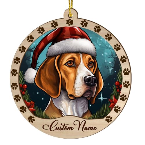 Personalized American Foxhound Ornament, American Foxhound Christmas Ornament, Custom Name American Foxhound Dog Suncatcher for Christmas Tree - color: American Foxhound