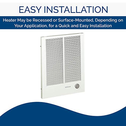 Broan-NuTone, White 198 High Capacity Wall Heater, Painted Grille, 4000/2000 Watt 240 VAC, 2000/4000 - style: 4000/2000 Watt