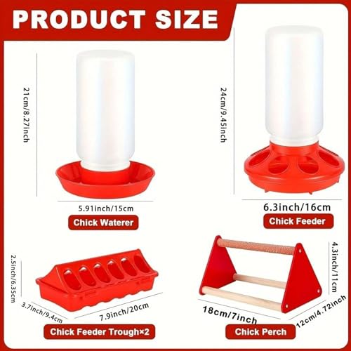 Chicken Feeder and Waterer Set Including Small Perch for Poultry Ducks Quails Pigeons and Birds Chick Starter Set - color: A