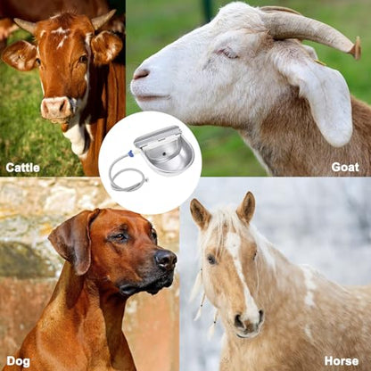 Stainless Steel Automatic Pet Water Dispenser,Automatic Dog Water Bowl Water Animals Waterer for Cattle Horse Goat Sheep Dog, with Floating Valve,Hose and Accessories(Without Drainage Hole)