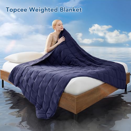 Topcee Weighted Blanket (7 lbs, 40" x 60") Cooling Throw Heavy Blanket for Sleeping Apply to 60-90 lbs, Soft Thick Breathable Blanket with Glass Bead, Easy Care - color: 01-navy Blue, size: 40"×60"-7lbs