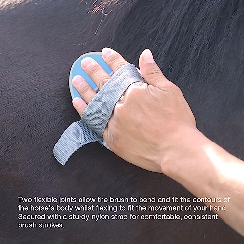 Harrison Howard Flexible Finish Horse Grooming Brush - Bendable, Comfortable Hold, Light Blue - color: Light Blue