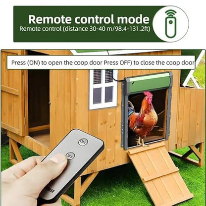Automatic Chicken Coop Door Solar Powered,Solar Chicken House Door,Aluminum Alloy Chicken Door,Mix 4 Modes,with Remote and LCD Display,2000mAh Battery