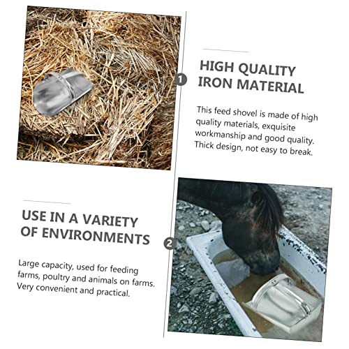 Kisangel Thickened Iron Shovel for Feeding Handheld Feed Scoop for Livestock Farm