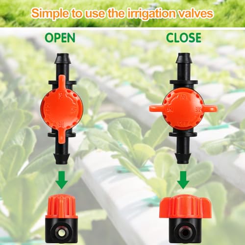1/4 Inch Drip Irrigation Valves, 35 Pcs Drip Irrigation Shut Off Switch Valves for 1/4" Drip Irrigation Tubing, Water Flow Control Valve Drip Line Cut Off Valve for Drip Sprinkler Garden System - size: 4/7mm Valves-35P