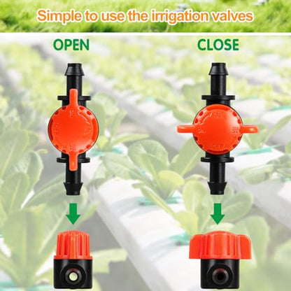 1/4 Inch Drip Irrigation Valves, 35 Pcs Drip Irrigation Shut Off Switch Valves for 1/4" Drip Irrigation Tubing, Water Flow Control Valve Drip Line Cut Off Valve for Drip Sprinkler Garden System - size: 4/7mm Valves-35P