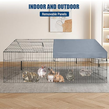 GarveeHome Large Metal Chicken Coop,86" L x 40" W Portable Chicken Run with Waterproof Cover, Chicken Coop Run, Outdoor Backyard Farm Poultry Fence Pet Playpen for Rabbit, Duck, Chinchillas