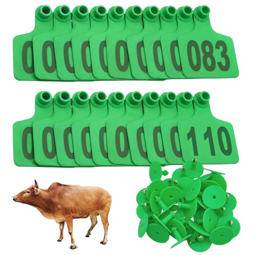 Cattle Ear Tags Animal Ear Tag Cows Animal Identification Ear Tags with Numbers 001-100/101-200/201-300/301-400/401-500 for Cattle Goat Pigs Cow 201-300 Green - color: Green, size: 201-300