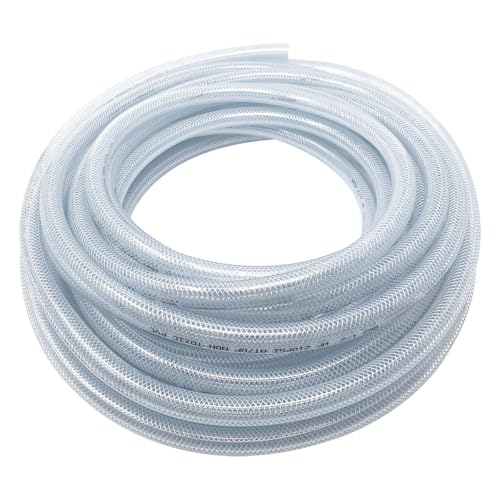 Gloxco Clear Braided PVC Tubing, Food Grade, Heavy Duty Reinforced Hose, 1/2" ID, 50 Ft Length - size: 1/2" x 50 Ft