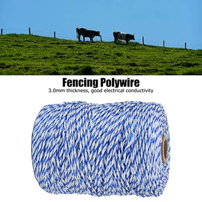 200 Meters Electric Fence Polywire, 0.12in Diameter Portable Electric Fence Rope Line for Farm Livestock Breeding