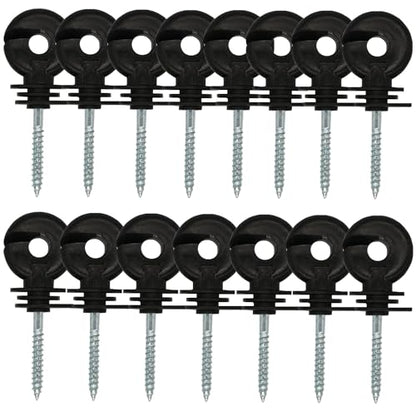 15 Pack Electric Fence Insulator Black Screw-in Nail Insulators Fence Post Insulator Ring Holder for Electric Fence Polywire Electric Fencing Aluminum Wire Poly Wires Garden Wooden Posts Stakes