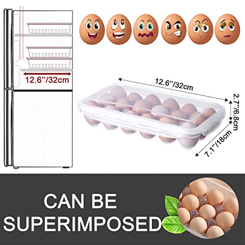 XBY-US 4 Pack Covered Egg Holders,Egg Holder For Refrigerator,travel egg Storage Container,Plastic Refrigerator Egg Trays,camping egg box,Deviled Egg Tray Carrier with Lid Fits 18X4 Eggs(72 Eggs) - style: A-18 Egg-4 Pack