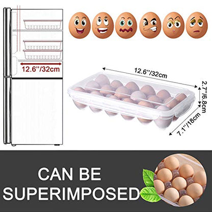 XBY-US 4 Pack Covered Egg Holders,Egg Holder For Refrigerator,travel egg Storage Container,Plastic Refrigerator Egg Trays,camping egg box,Deviled Egg Tray Carrier with Lid Fits 18X4 Eggs(72 Eggs) - style: A-18 Egg-4 Pack