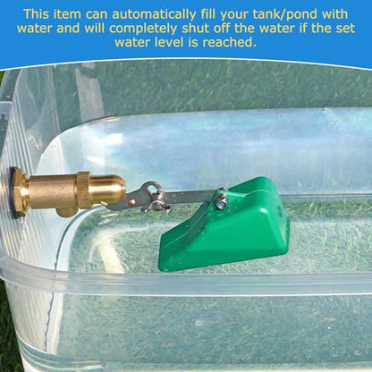 Brass Float Valve 3/4 Inch Water Float Valves with Adjustable Arm, Livestock Water Tank Float Valve Switch Brass Float Ball Valve Shut Off Pool Auto Fill Valve for Automatic Waterer - style: 3/4" Green