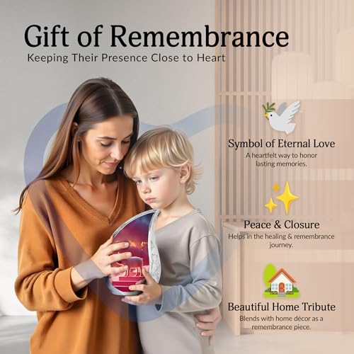 Pig Memorial Urn - Pink Cloud Large Human Cremation Ash Holder - Adult Ashes Container for Men & Women 10 Inch with 4 Keepsake - Burial Urns Human Ashes for Mother and Father - color: Pig Teardrop Urn - 10