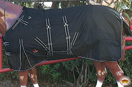 Black 66 in HILASON 1200D Winter Waterproof Poly Horse Turnout Blanket Belly Wrap - color: Black, size: 66 In