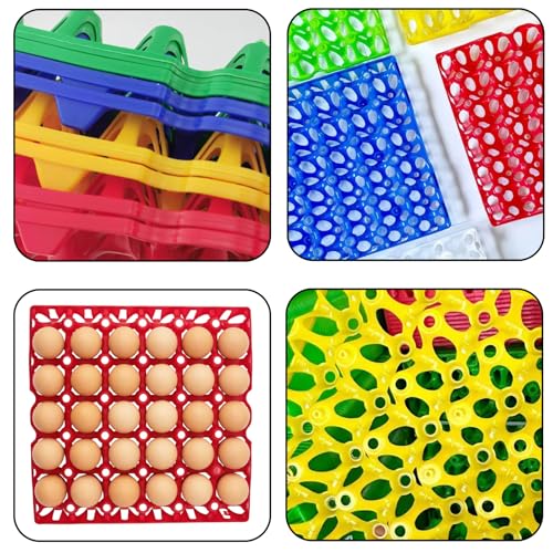 8 Pack Reusable Plastic Egg Trays, 30-Count Stackable Egg Crates for Chicken Farmers, Home Storage & Shipping (4 Colors)