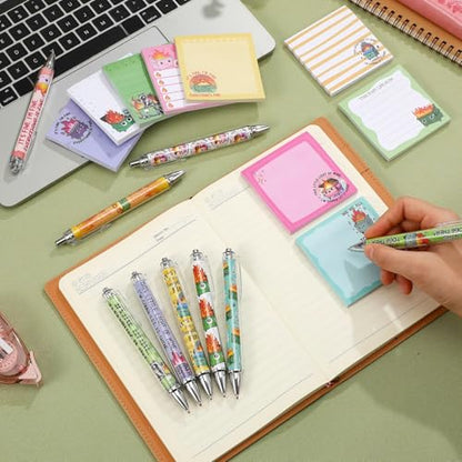18 Pcs Dumpster Fire Desk Accessories, 9 Pads Cute Sticky Notes, 9 Kawaii Pens, 3 x 3 Inches Notepads Memo Pad for Office Supplies Meeting Students School Decor Teacher Gifts - style: Dumpster Fire