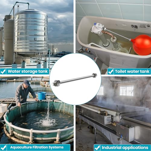 6 Inch Stainless Steel Rod For Float Valve - 1/5" Diameter with 1/4"-20 Threads, Compatible with 3/8" & 1/2" Inlet Valves - Corrosion Resistant 18-8 Steel - for Water Tanks, Fountains & Toilet Repair