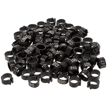 Happyyami Bird Accessories 100 Pcs Pigeon Foot Bands Numbered Leg Rings for Poultry Lightweight Design - color: Black