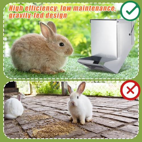 Maxcheck 2 Pcs Rabbit Feeder for Cages Small Animal Food Pellet Dispenser with Lid Metal Chicken Grit Oyster Shell Squirrel Feeders Outside(4.7 Inches,Mesh Bottom,Silver) - color: Silver, size: 4.7 Inches