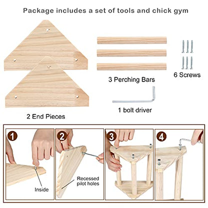 Wooden Chick Perch Stand, Pine Chicks Roosting Bar, Jungle Gym Perch Toys for Chicken Coop & Brooder, Bird Perch for Baby Chicks & Parrots (Small) - color: Small
