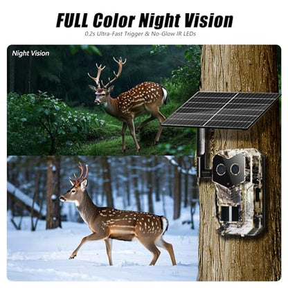 2025 Upgraded 4G Cellular Trail Camera with GPS,Dual Lens Game Camera with Night Vision, Trail Camera with Night Vision Motion Activated Waterproof, Wildlife Camera, SolarTrail Cam with Esim Card - color: A10