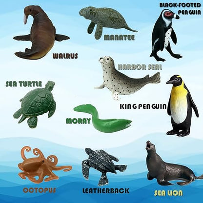 10Pcs Sea Animal Action Figures Toy for Kids, Great for Kids Stocking Stuffer, Bath Toys, Beach Toys, Cake Topper and Party Favors, Gifts, Prizes, Rewards - color: Sealifes